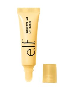 About this item MOISTURIZING LIP BALM: Meet e.l.f. Cosmetics Squeeze Me Lip Balm, your new favorite lip product for hydrated and nourished lips. DELIVERS SHEER COLOR: This moisturizing leave-on lip balm helps hydrate with a sheer tint of color. INFUSED WITH HYALURONIC ACID: This lip balm is boosted with lip-loving ingredients like shea butter, hyaluronic acid, and goji berry. GREAT FOR TRAVEL: Easy-to-use squeeze tube and applicator for when you’re on the go. SKIN-LOVING INGREDIENTS: All e.l.f. products are made from skin-loving ingredients you want, minus the toxins you don’t—all at good-for-you prices. All e.l.f. products are 100% cruelty-free and Vegan.