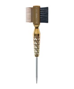 Style Factor Hammer Brush Double Sided Edge Control Brush and Comb,OrangeGold/Waffle